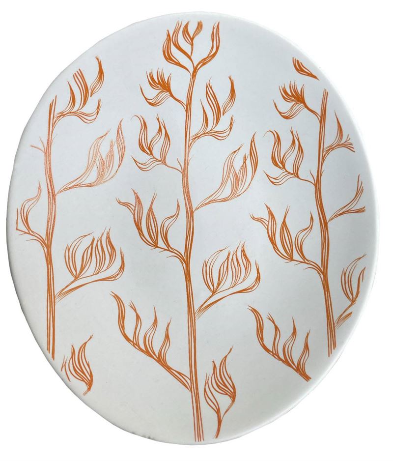 Bowl 10cm Harakeke Orange on White