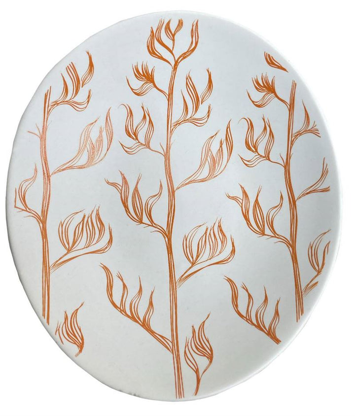 Bowl 10cm Harakeke Orange on White