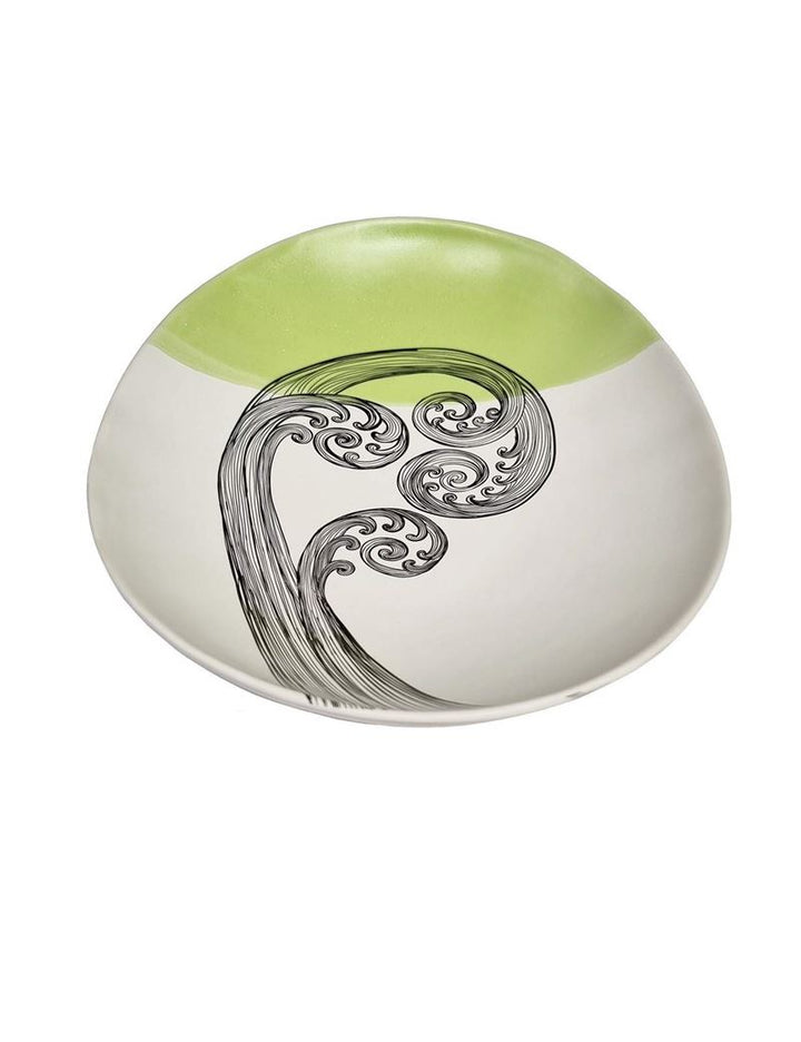 Bowl 24cm Ponga Frond 3 Green Dipped