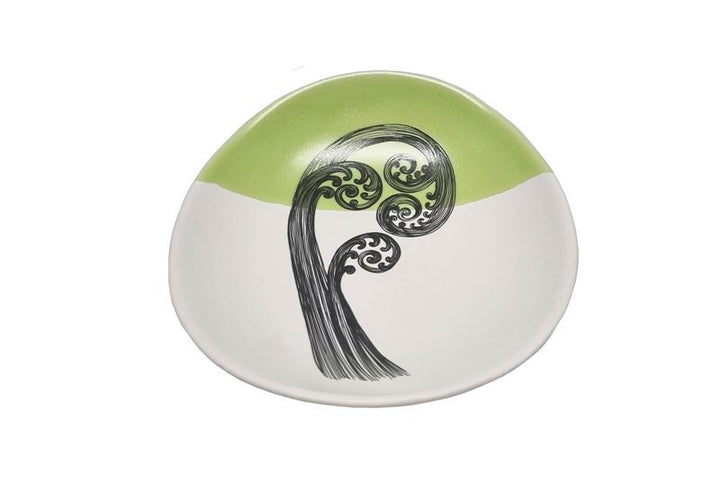 Bowl 10cm Ponga Frond 4 Green Dipped