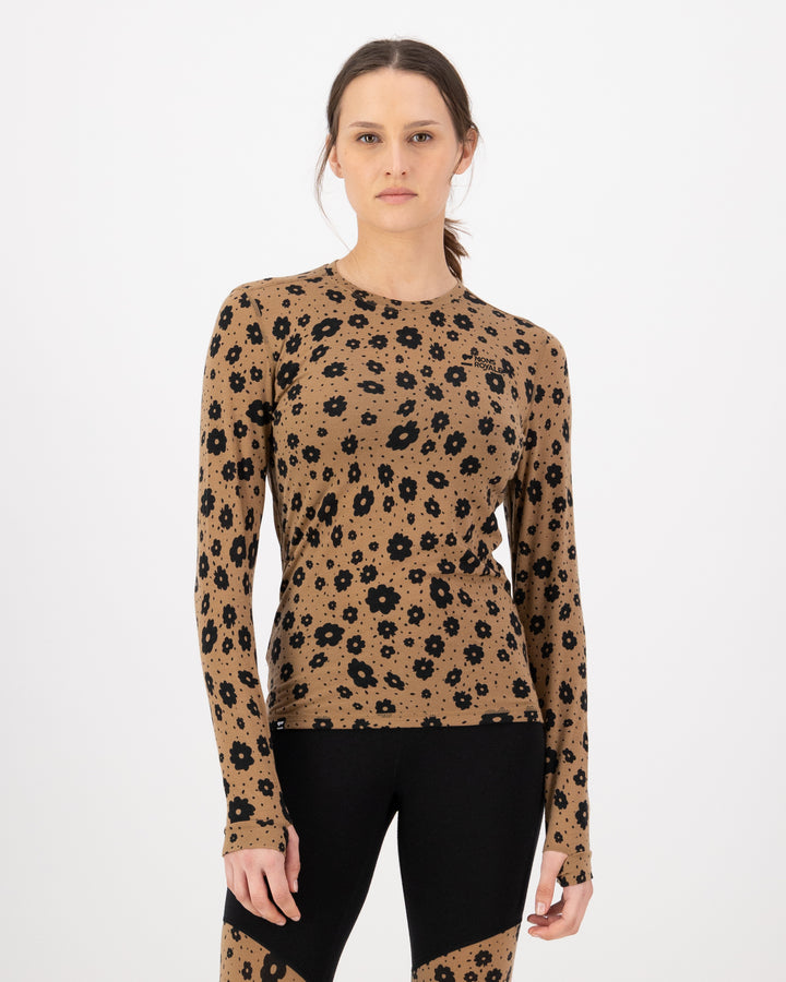 Mons Royale |Women's Cascade Merino Base Layer - Aoraki Lily/Toffee