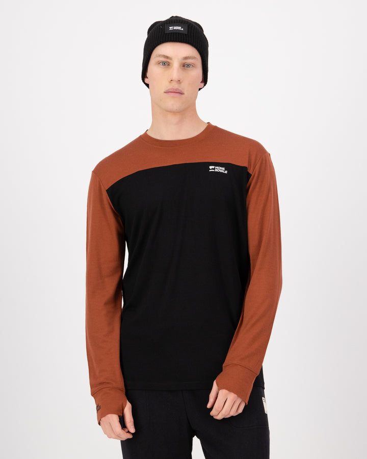 Mons Royale | Men's Yotei Merino L/S - Sienna/Black