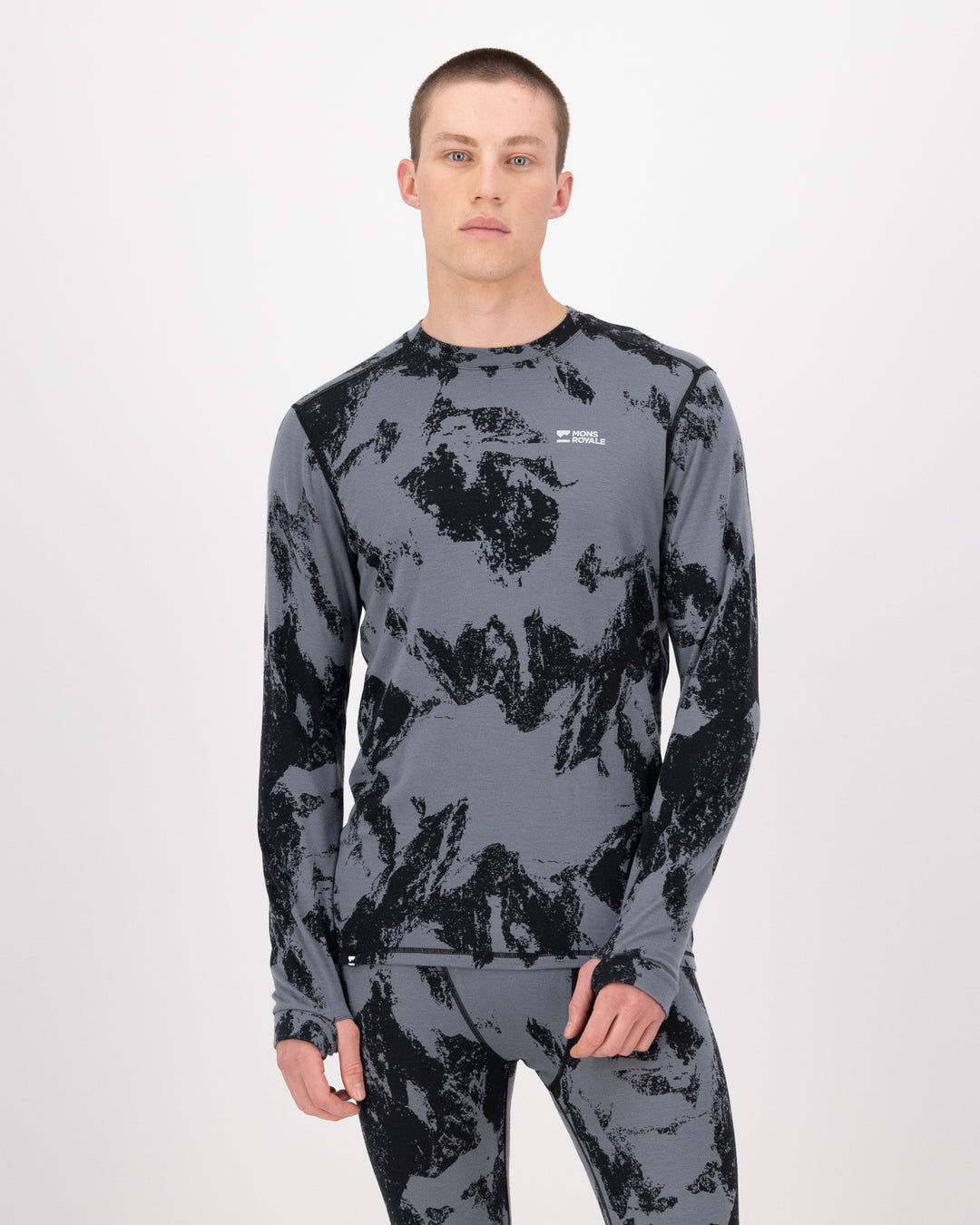 Mons Royale | Men's Cascade Merino Base Layer - Mtn Pixel