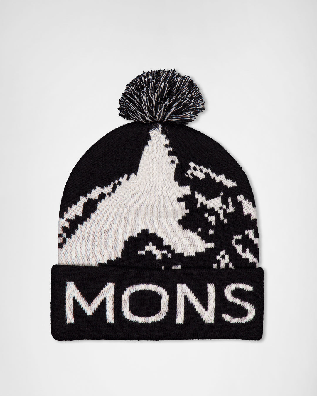 Mons Royale | Unisex Mtn Pixel Merino Pom Pom Beanie - Black/White