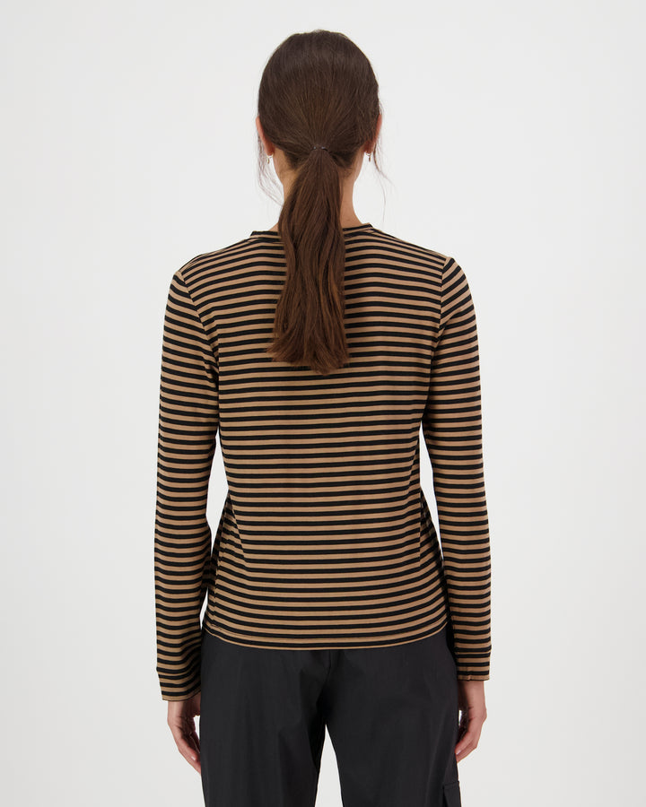 Women's Icon Merino L/S - Stripe Toffee