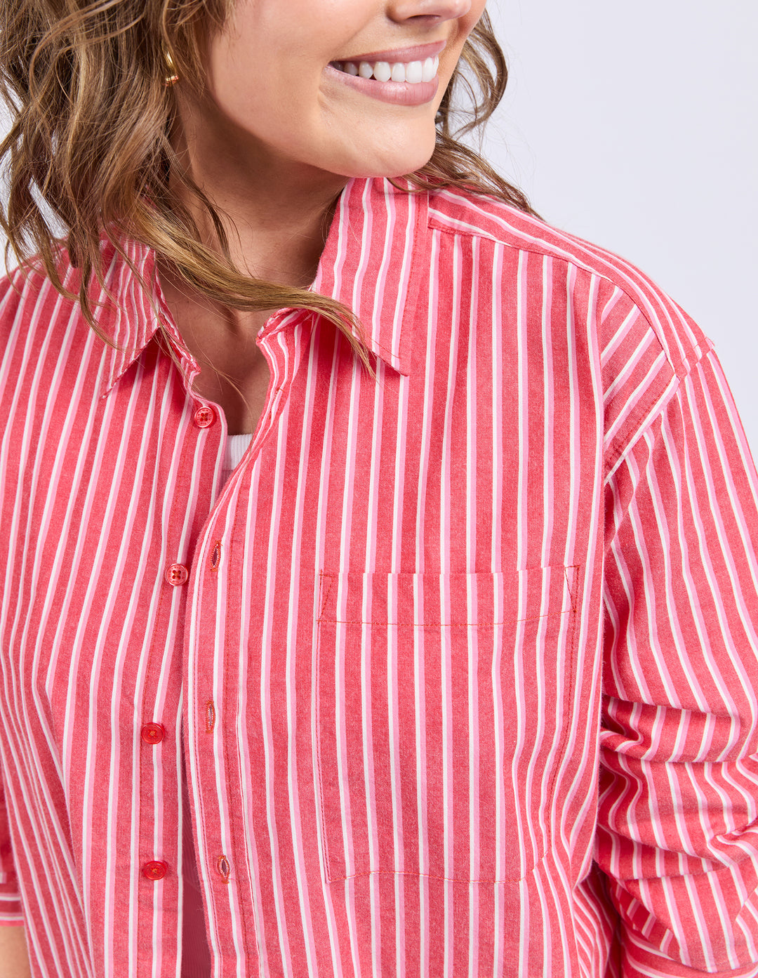 ELM | Frankie Striped Shirt - Cayene Stripe