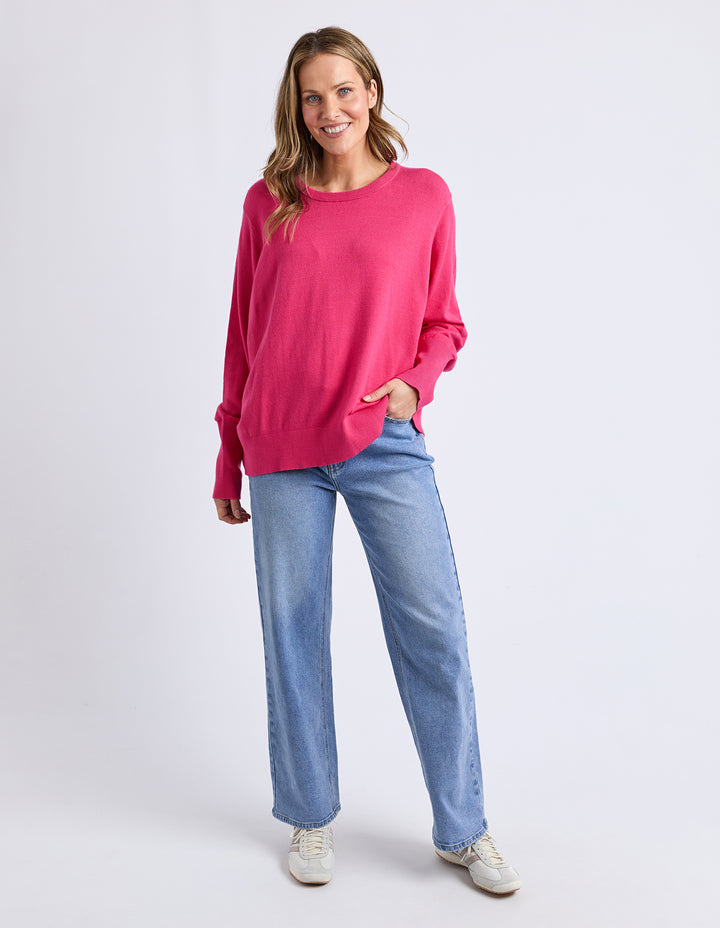 Elm | Sunny Long Sleeve Knit Top - Hot Pink