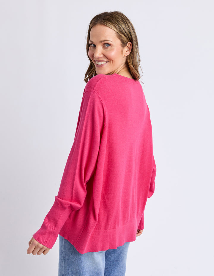 Elm | Sunny Long Sleeve Knit Top - Hot Pink