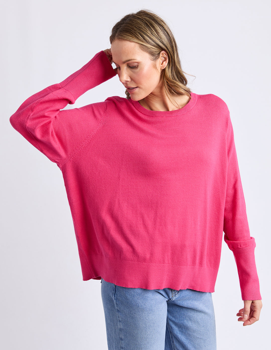 Elm | Sunny Long Sleeve Knit Top - Hot Pink