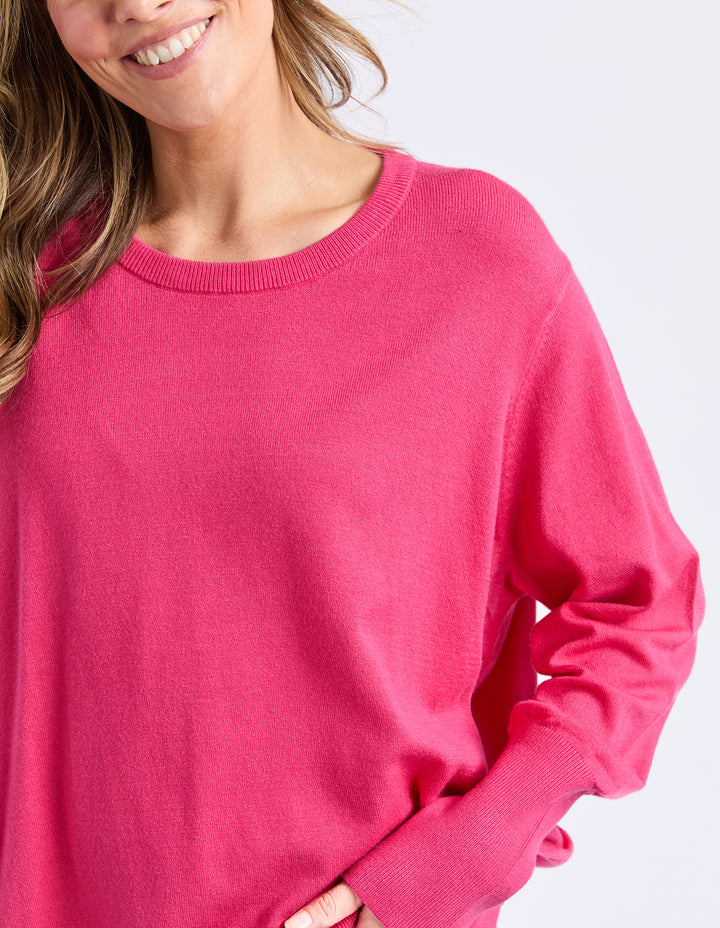 Elm | Sunny Long Sleeve Knit Top - Hot Pink