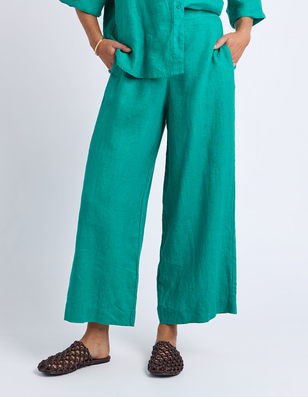Linen Holiday Pants - Irish Green