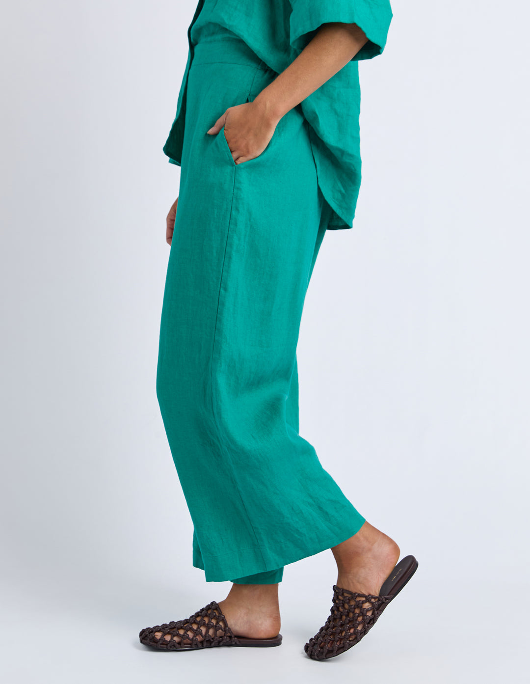 Linen Holiday Pants - Irish Green