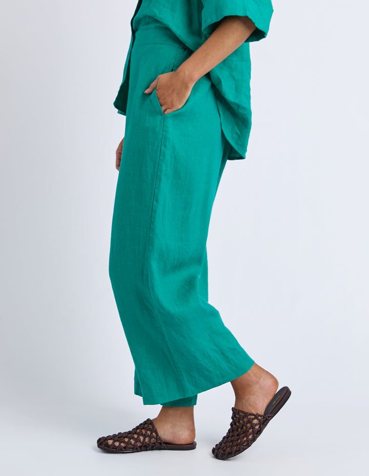 Linen Holiday Pants - Irish Green
