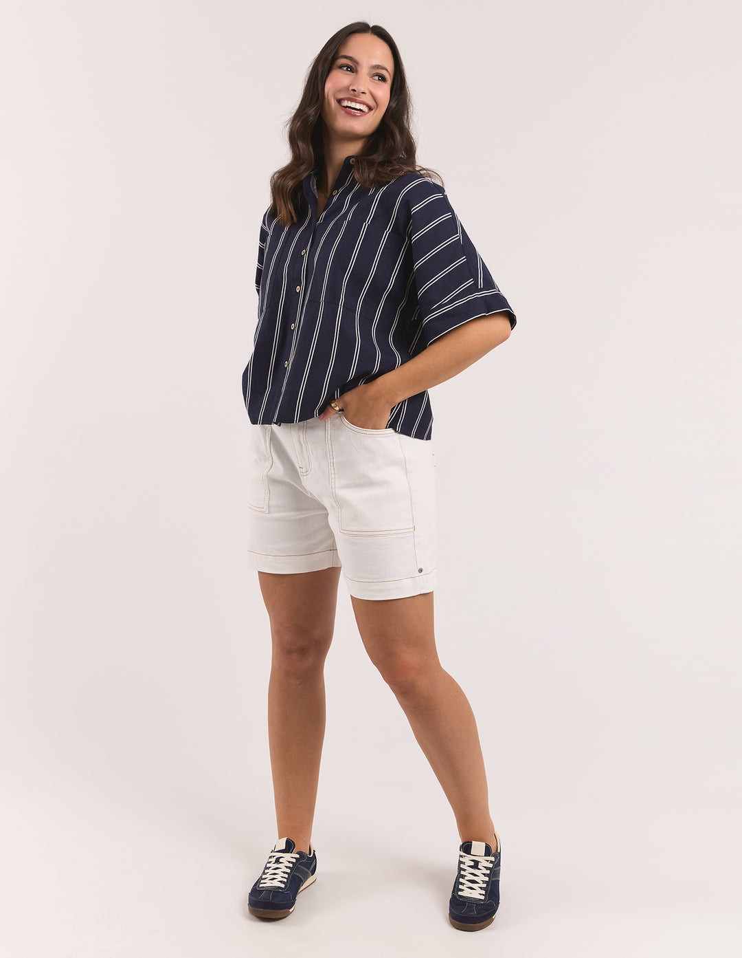 Riley Stripe Shirt - Navy Stripe