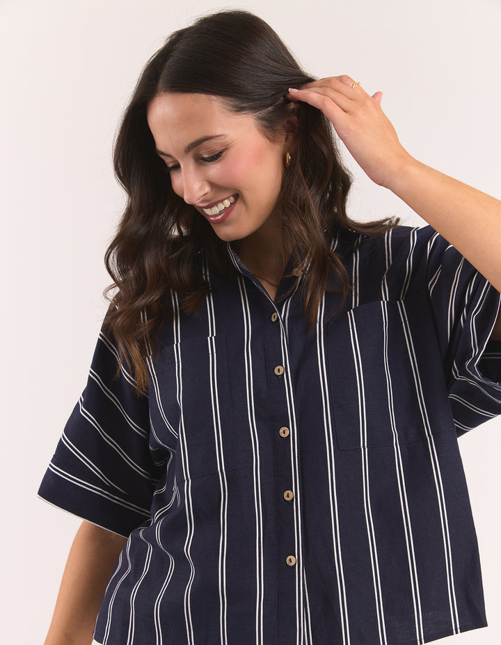Riley Stripe Shirt - Navy Stripe