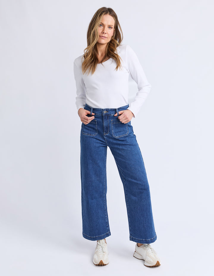 Elm | Alyssa Front Pocket Jean - Mid Blue Wash