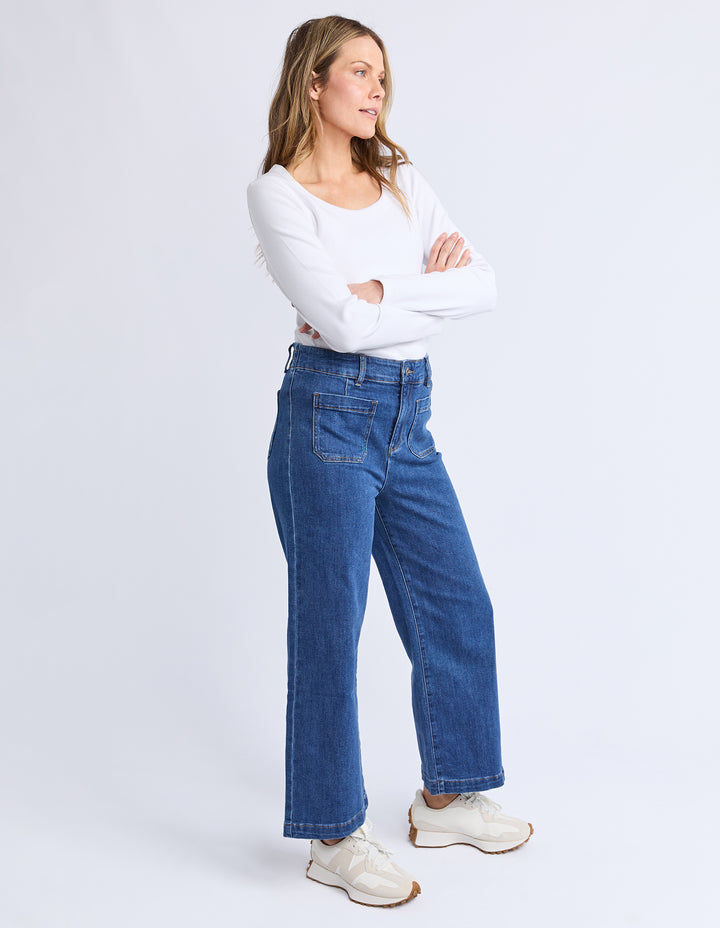 Elm | Alyssa Front Pocket Jean - Mid Blue Wash