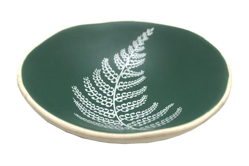 Bowl 7cm White Fern on Green