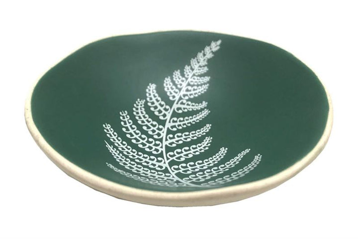 Bowl 7cm White Fern on Green
