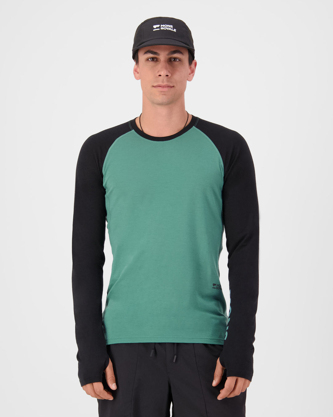 Men's Temple Merino L/S - Deep Jade/Black