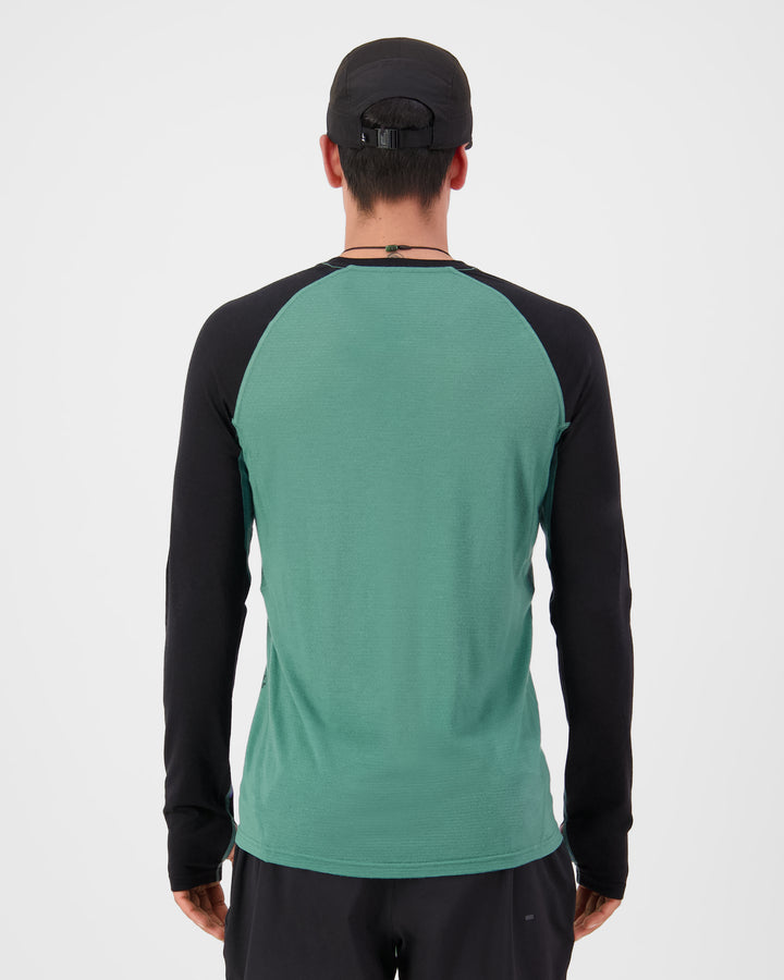 Men's Temple Merino L/S - Deep Jade/Black