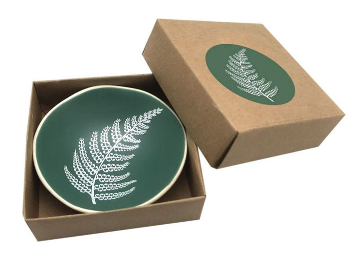 Bowl 7cm White Fern on Green