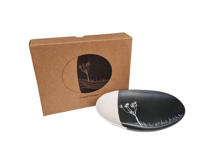 Bowl 24cm Coastal Ti Kouka Dipped White on Black