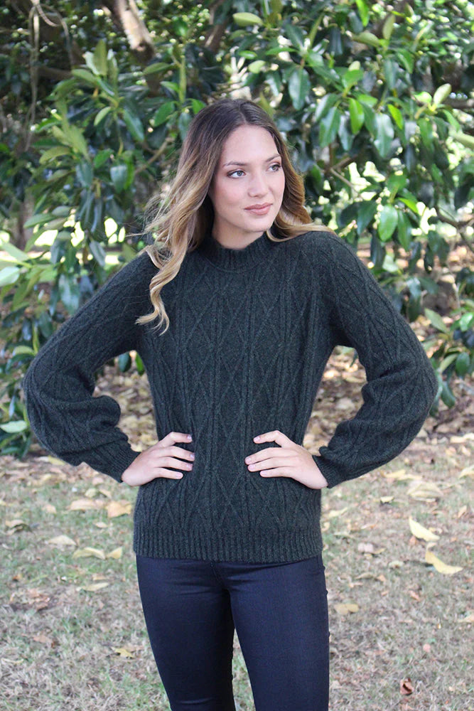 Cable Bell Sleeve Possum Merino Jumper