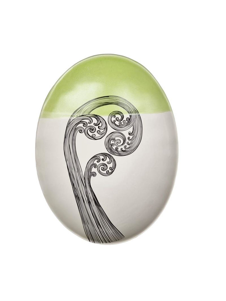 Bowl 24cm Ponga Frond 3 Green Dipped