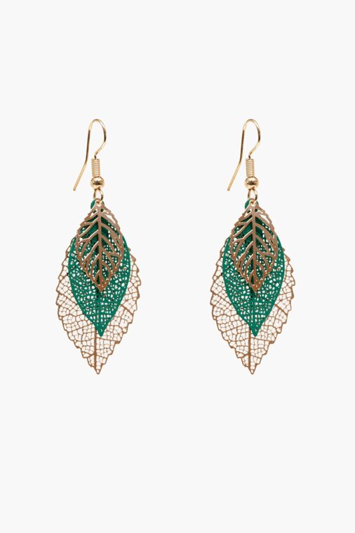 Leaves Earrings Gold & Green