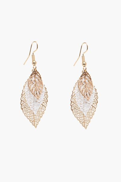 Leaves Earrings Gold & White
