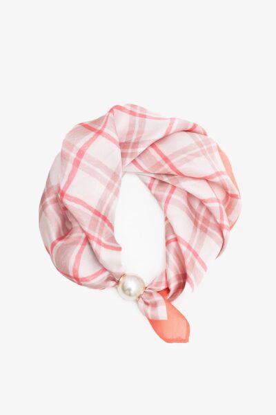 Antler Pearl Fasten Neck Tie Picnic plaid scarf front view