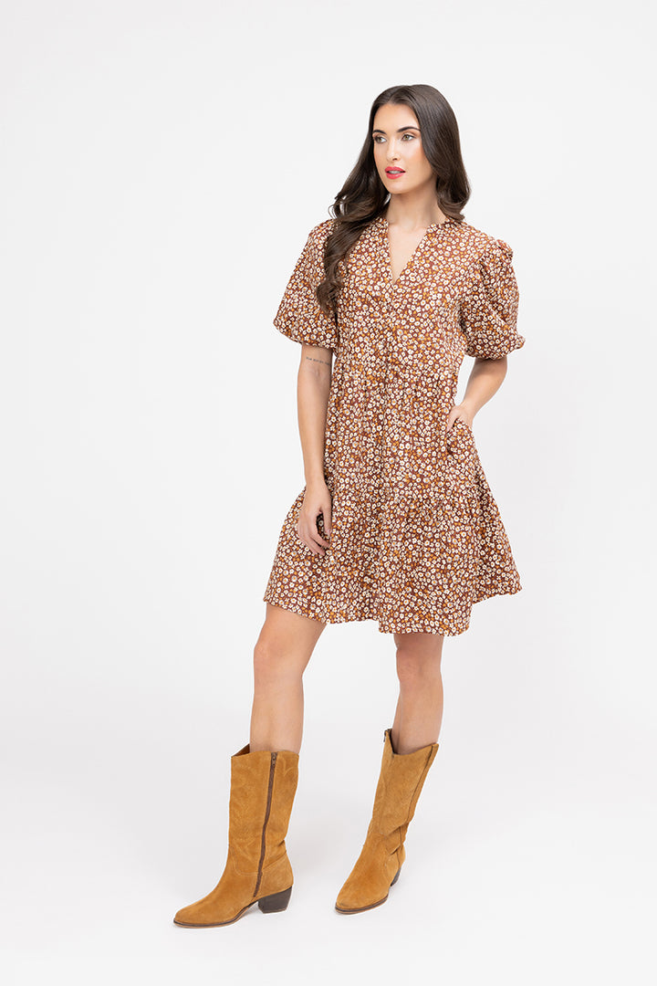 Billie The Label | Reflective Mini Dress - Coffee Safari