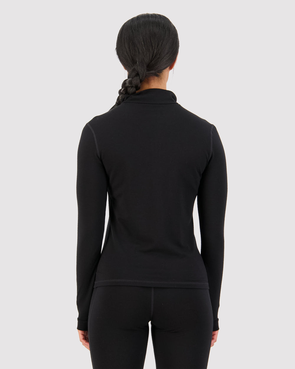 Mons Royale Womens Cascade Merino Base Layer Black back view
