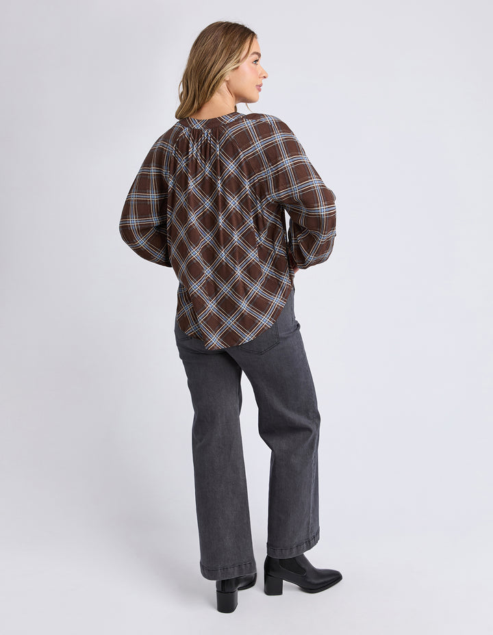 Foxwood Edison Check Top Chocolate back view