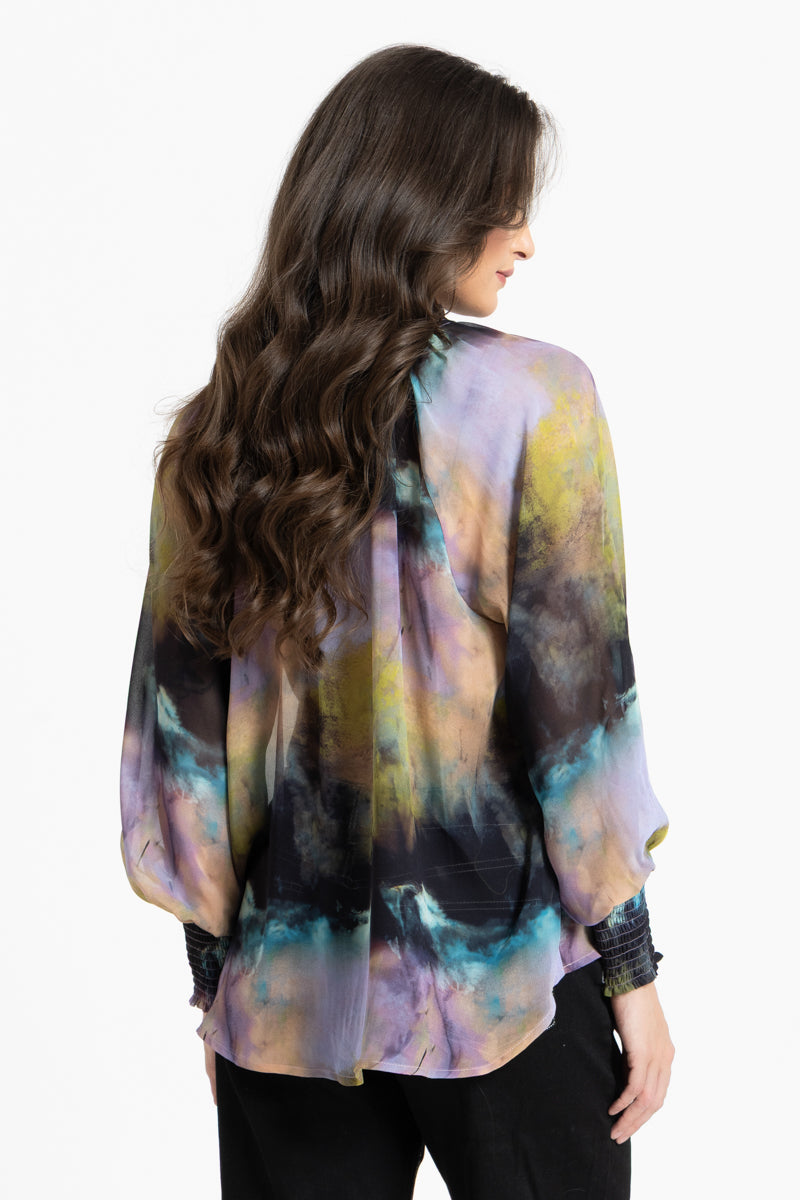 Leila + Luca Encourage Top in Galaxy tie-dye print back view