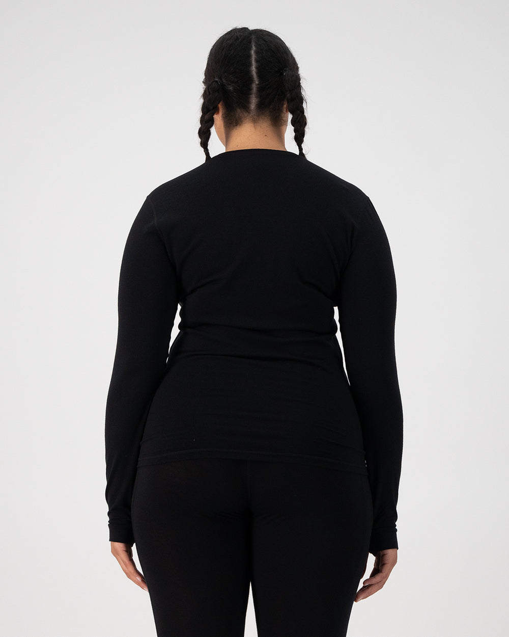Mons Royale Womens Cascade Merino Base Layer Black back view
