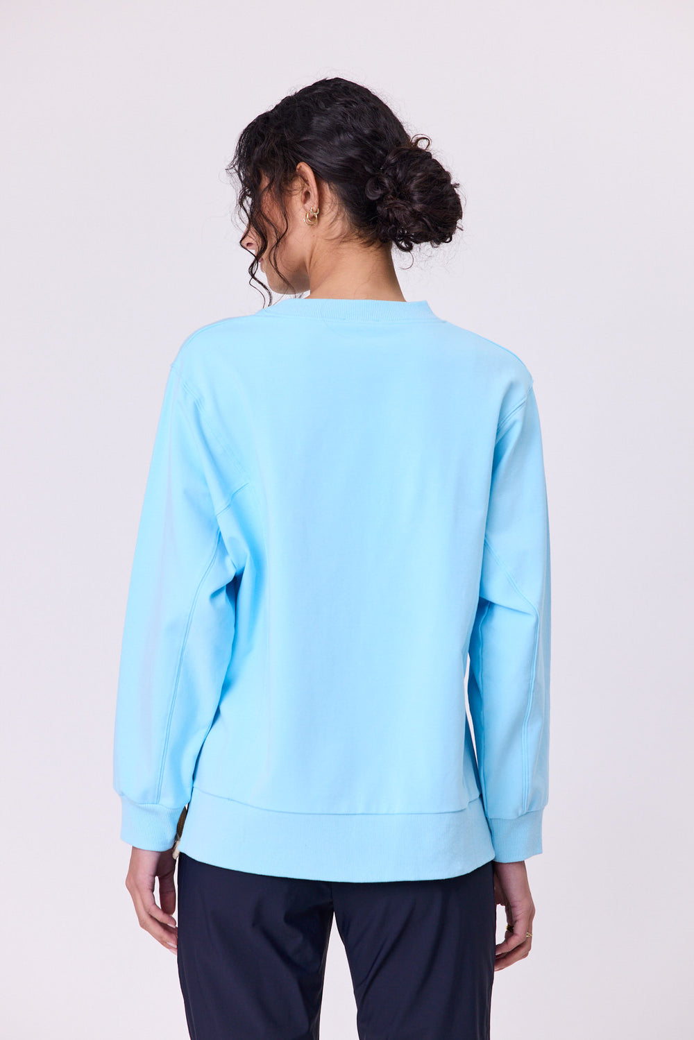 Navy and Co Womens Ravel Tie Sweatshirt Aqua back view