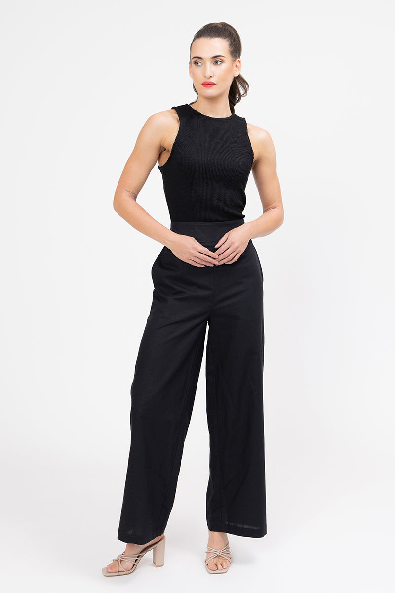 Billie The Label | Essential Wide Leg Pant - Black - Front 