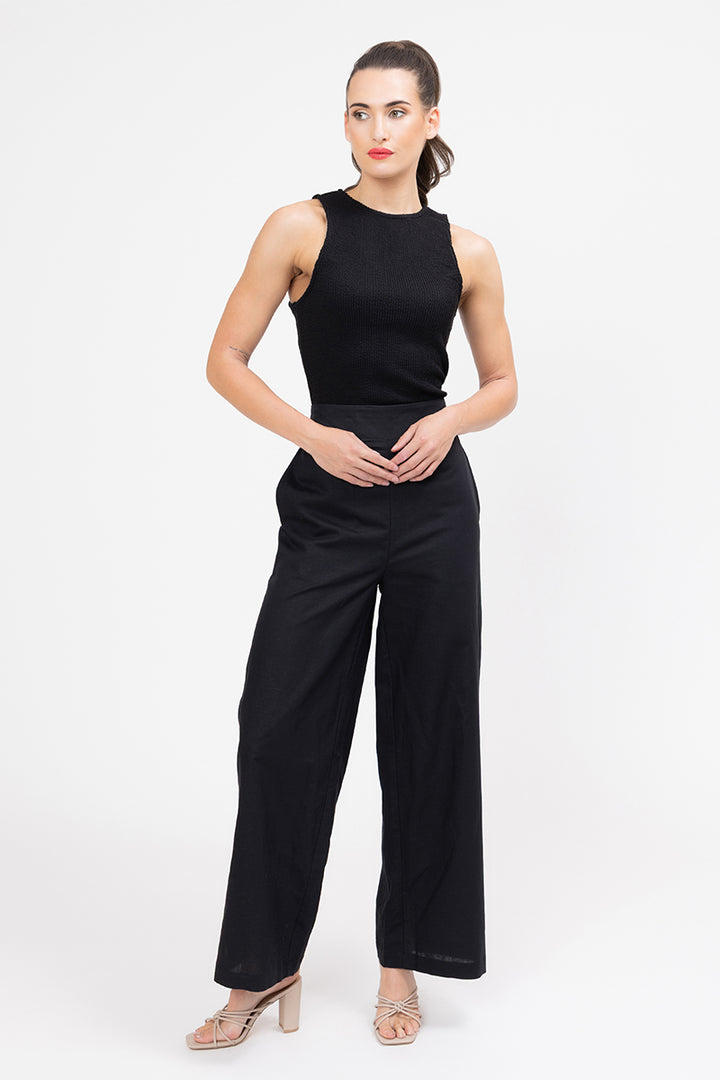 Billie The Label | Essential Wide Leg Pant - Black - Front 