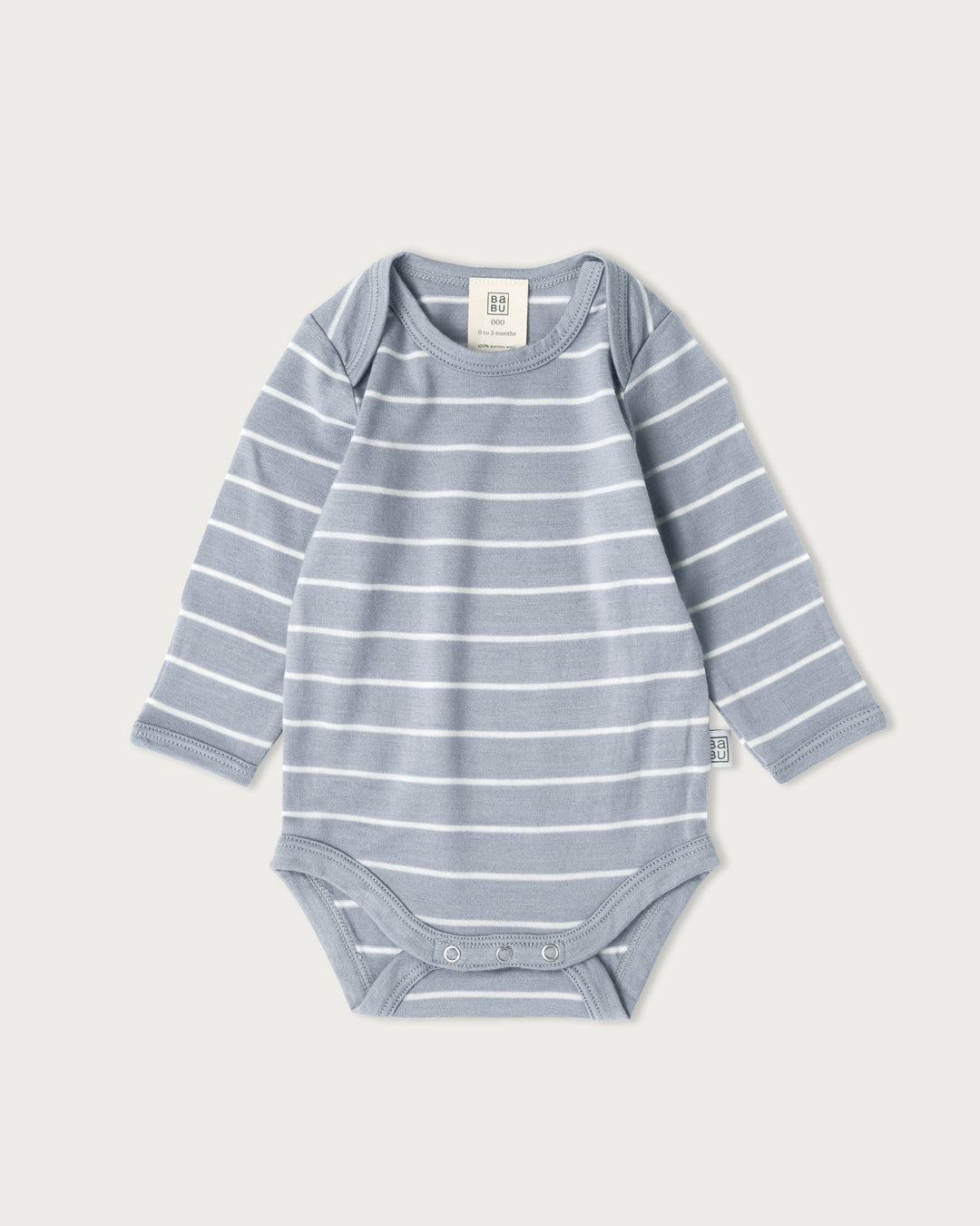 Long Sleeve Merino Bodysuit Periwinkle Stripe 6–12 Months