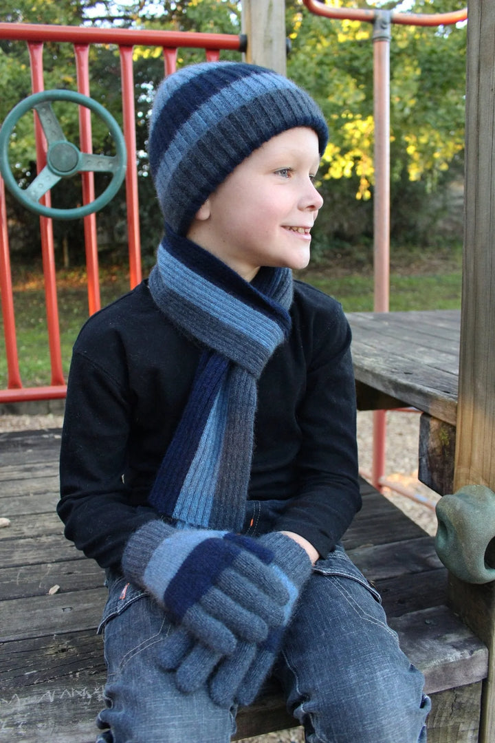 Childs Stripe Possum Merino Rib Scarf