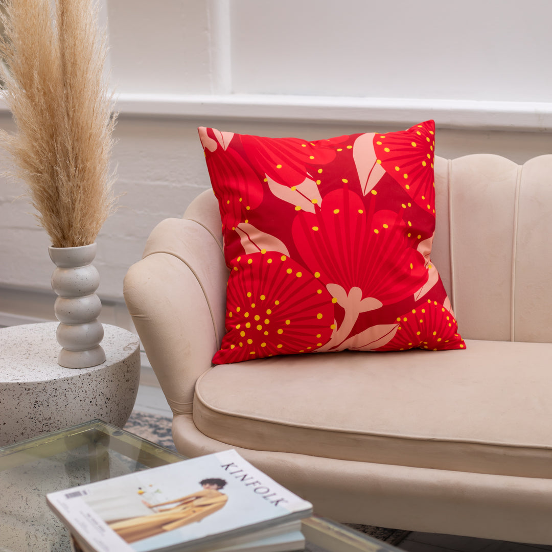Cushion Cover Bright Botanical Red Pohutukawa