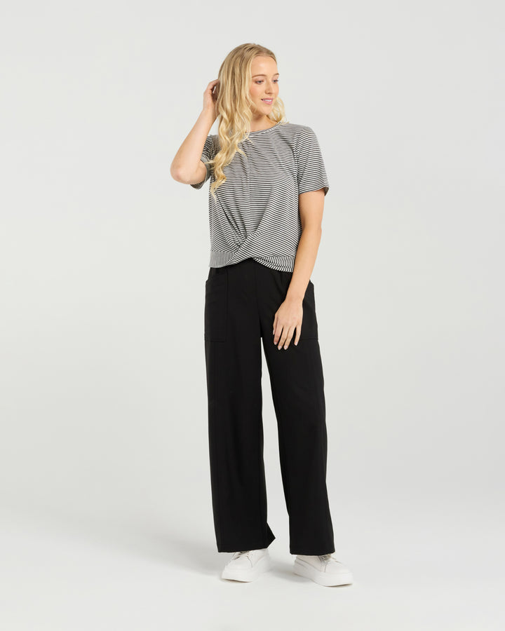 Et Alia | Twist Tee - Monochrome Stripe