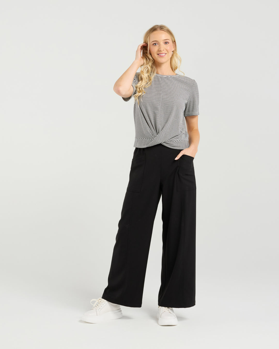 Et Alia | Twist Tee - Monochrome Stripe