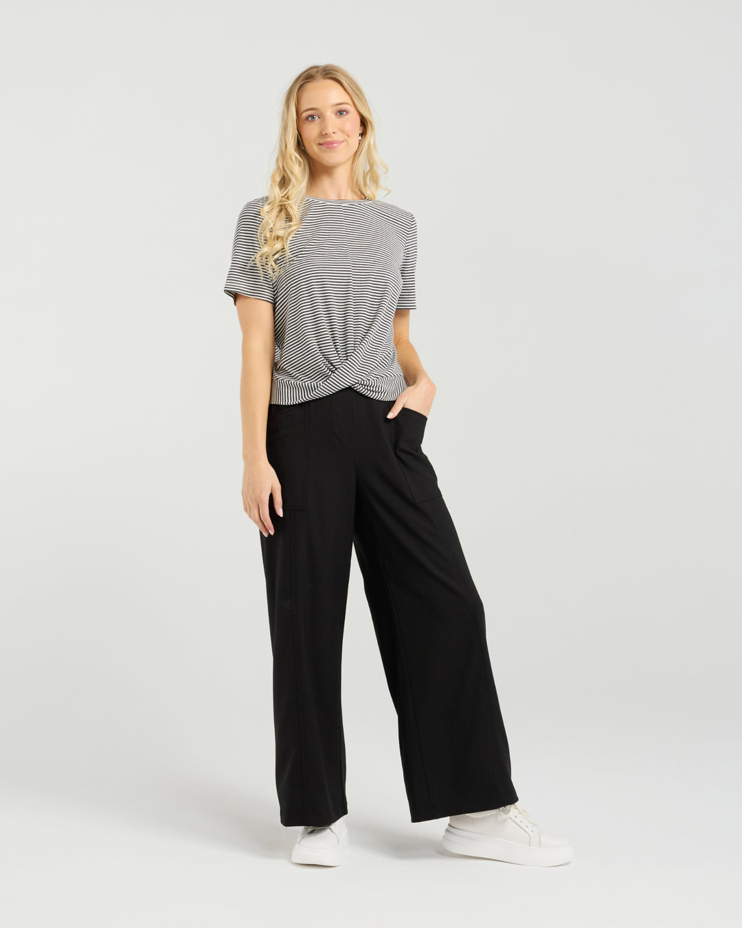 Et Alia | Twist Tee - Monochrome Stripe
