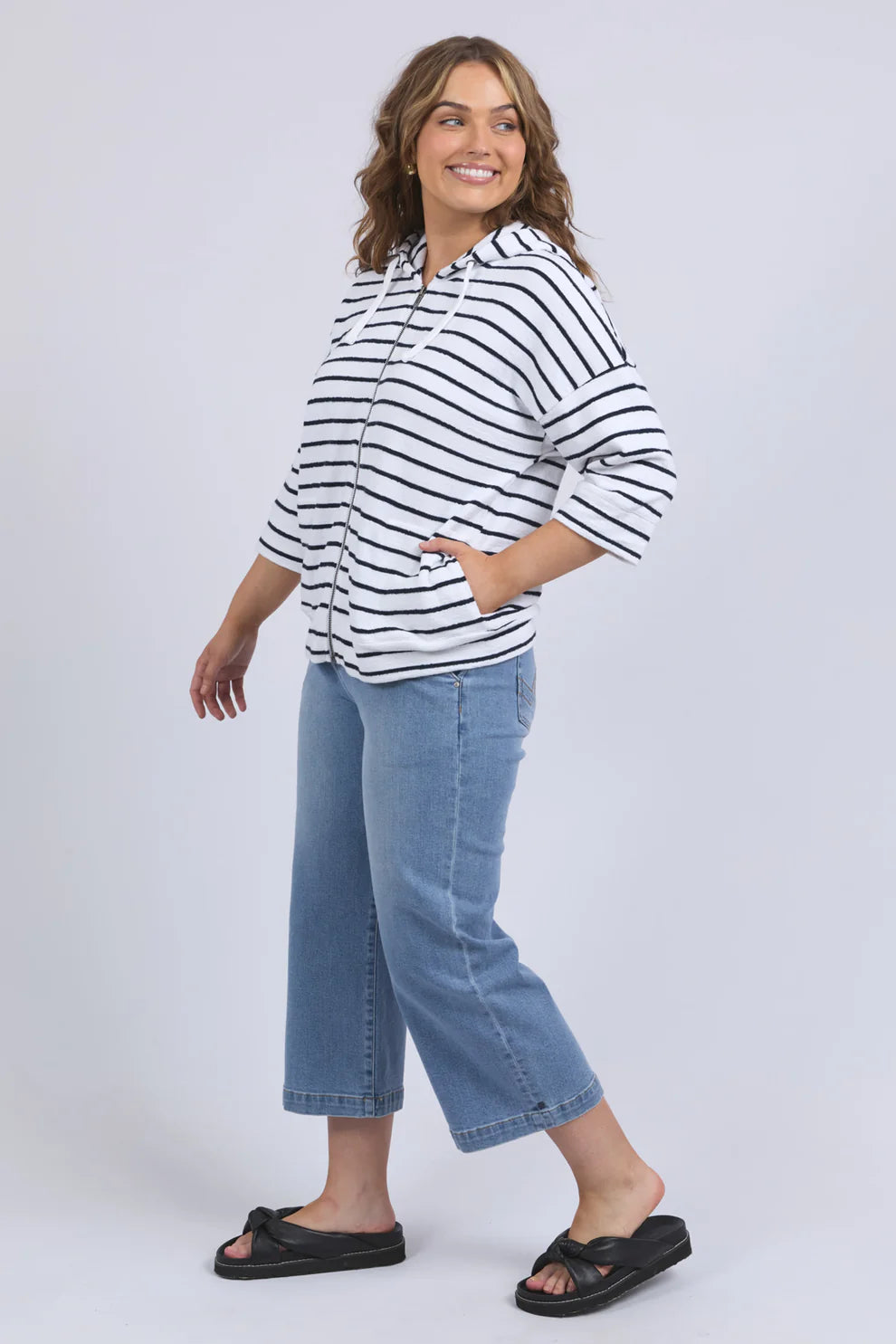 Elm | Beachy Hoodie Stripe - Side View