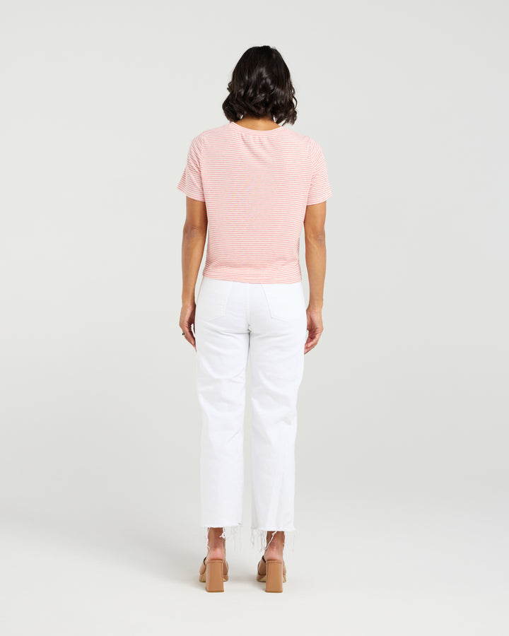 Et Alia Twist tee Candy Stripe soft cotton blend rib knit back view.