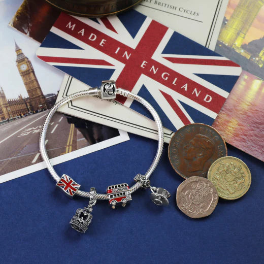 Evolve Charm London Bus on silver bracelet