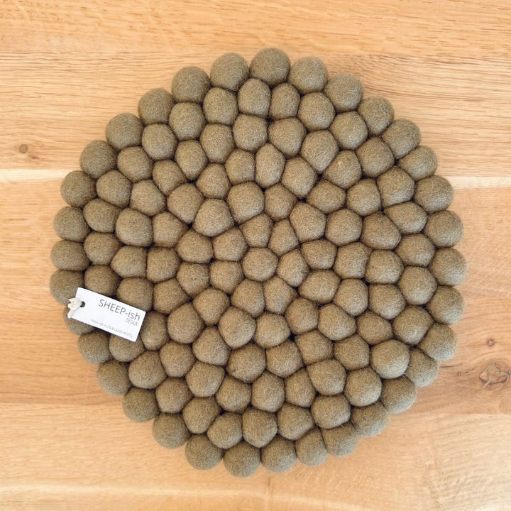 Felt Ball Pot Stand Olive